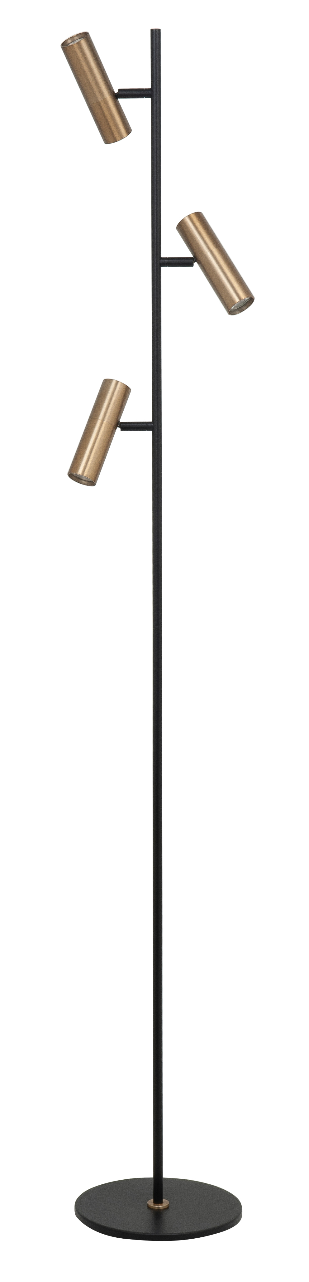 Vloerlamp Trend zwart + messing 3 lichtpunten