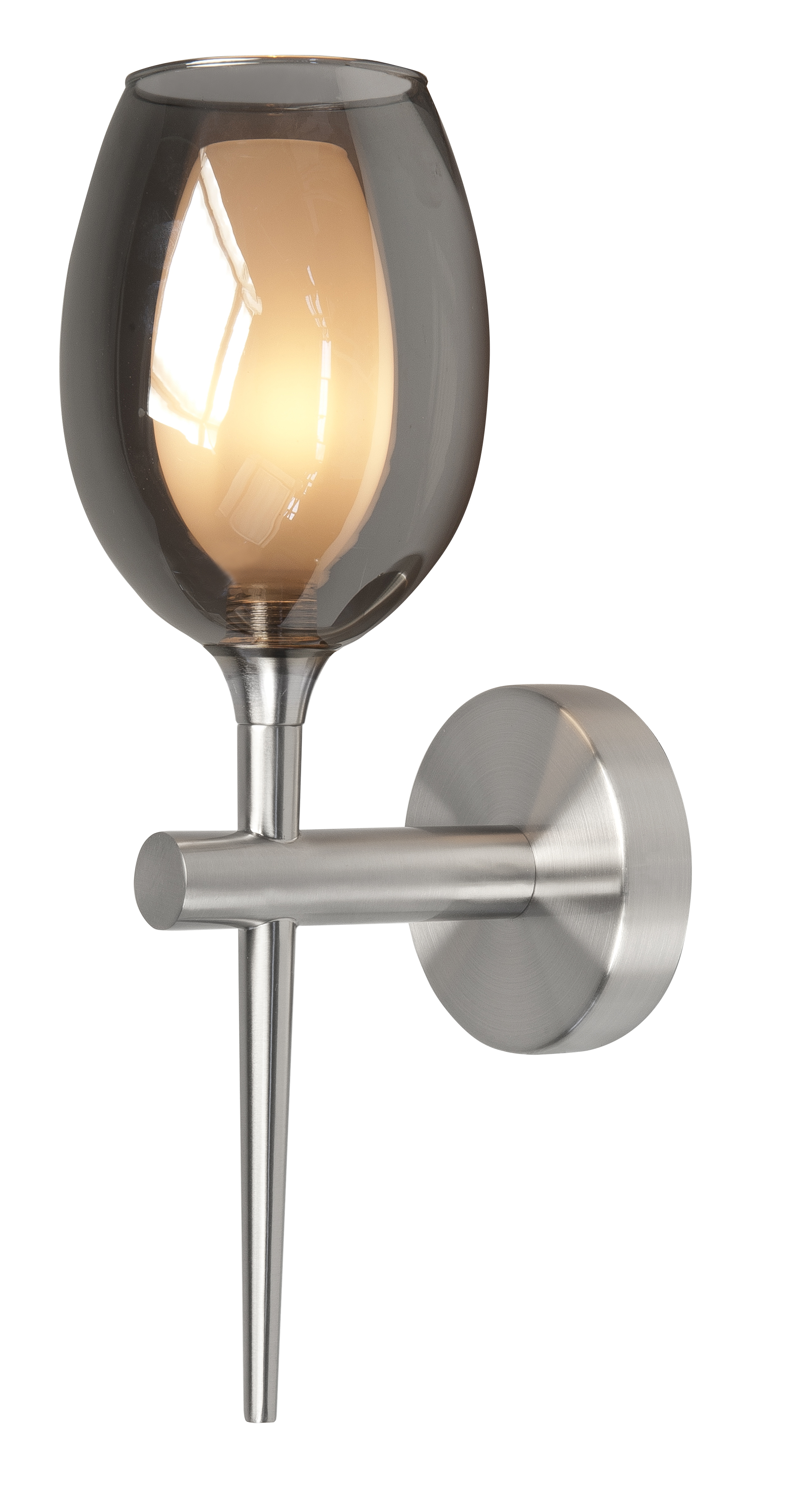 Wandlamp Belle nikkel + smoke glas