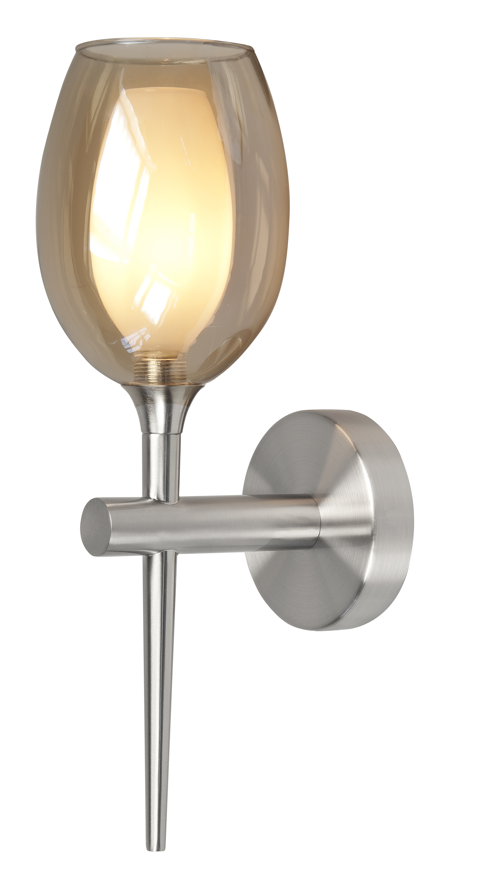 Wandlamp Belle nikkel + amber glas