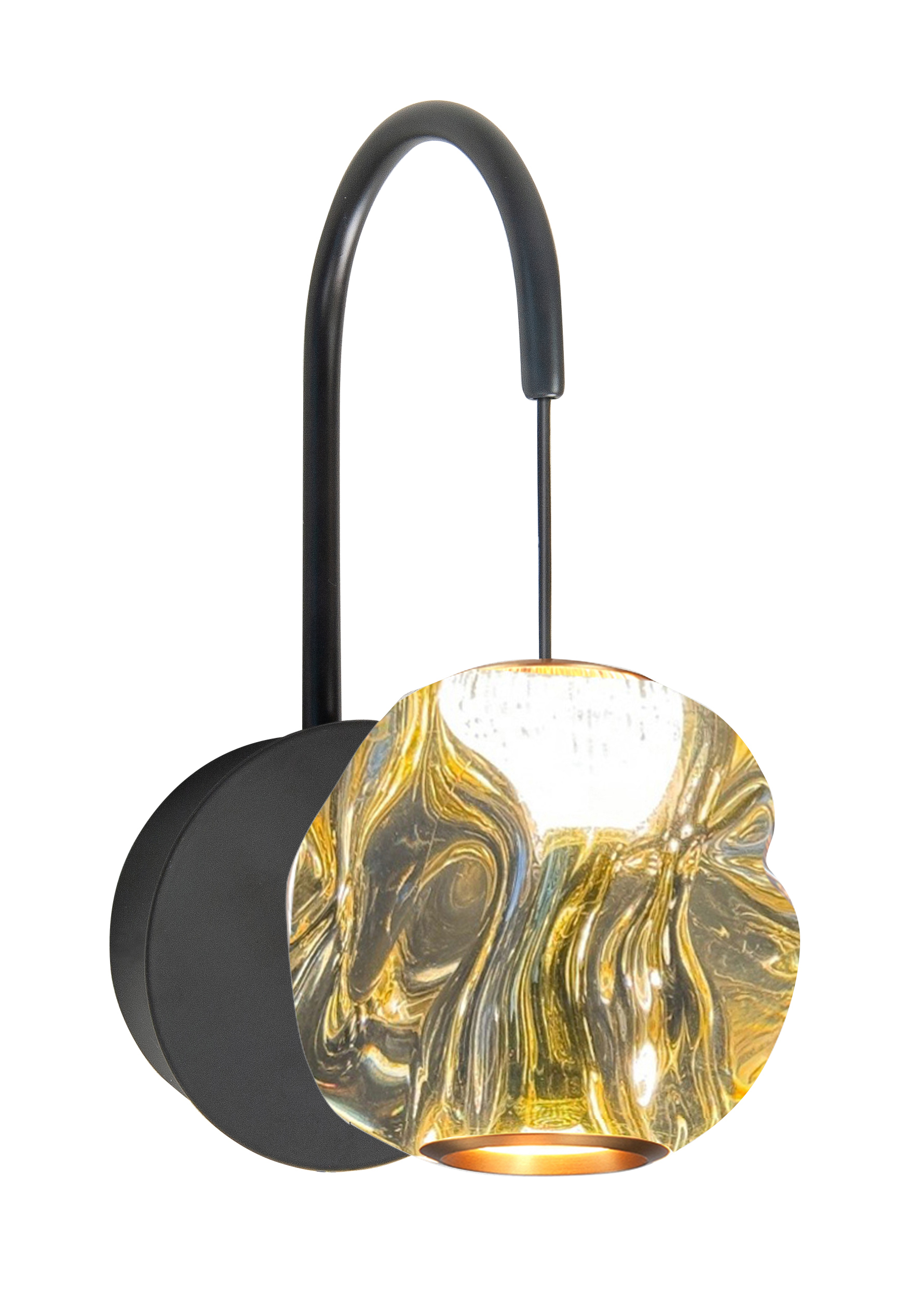 Wandlamp Melina zwart + messing + amber acryl