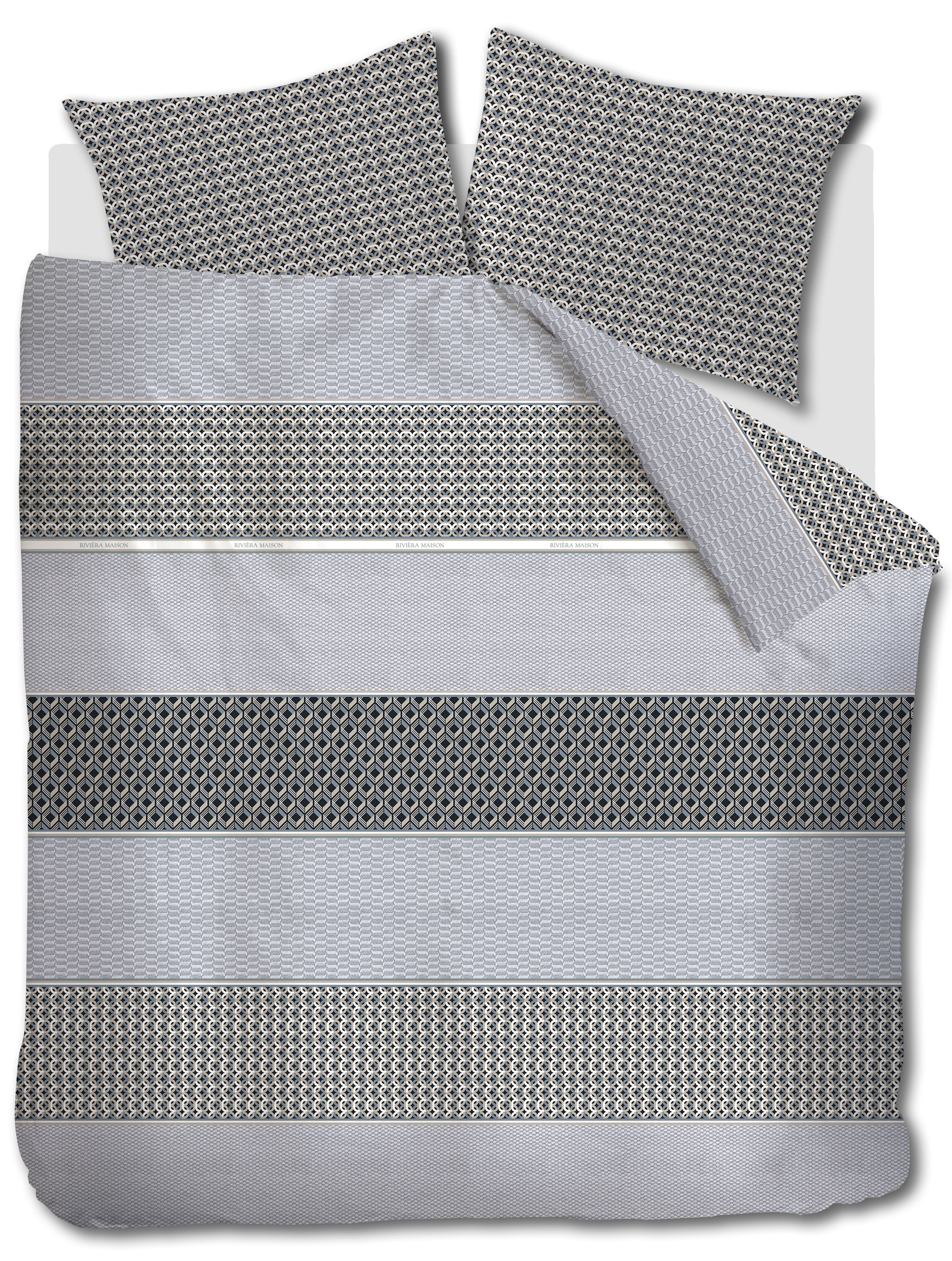 Dekbedovertrek Rivièra Maison Lawrence Blauwgrijs 200 x 200/220 cm + 2x 60 x 70 cm