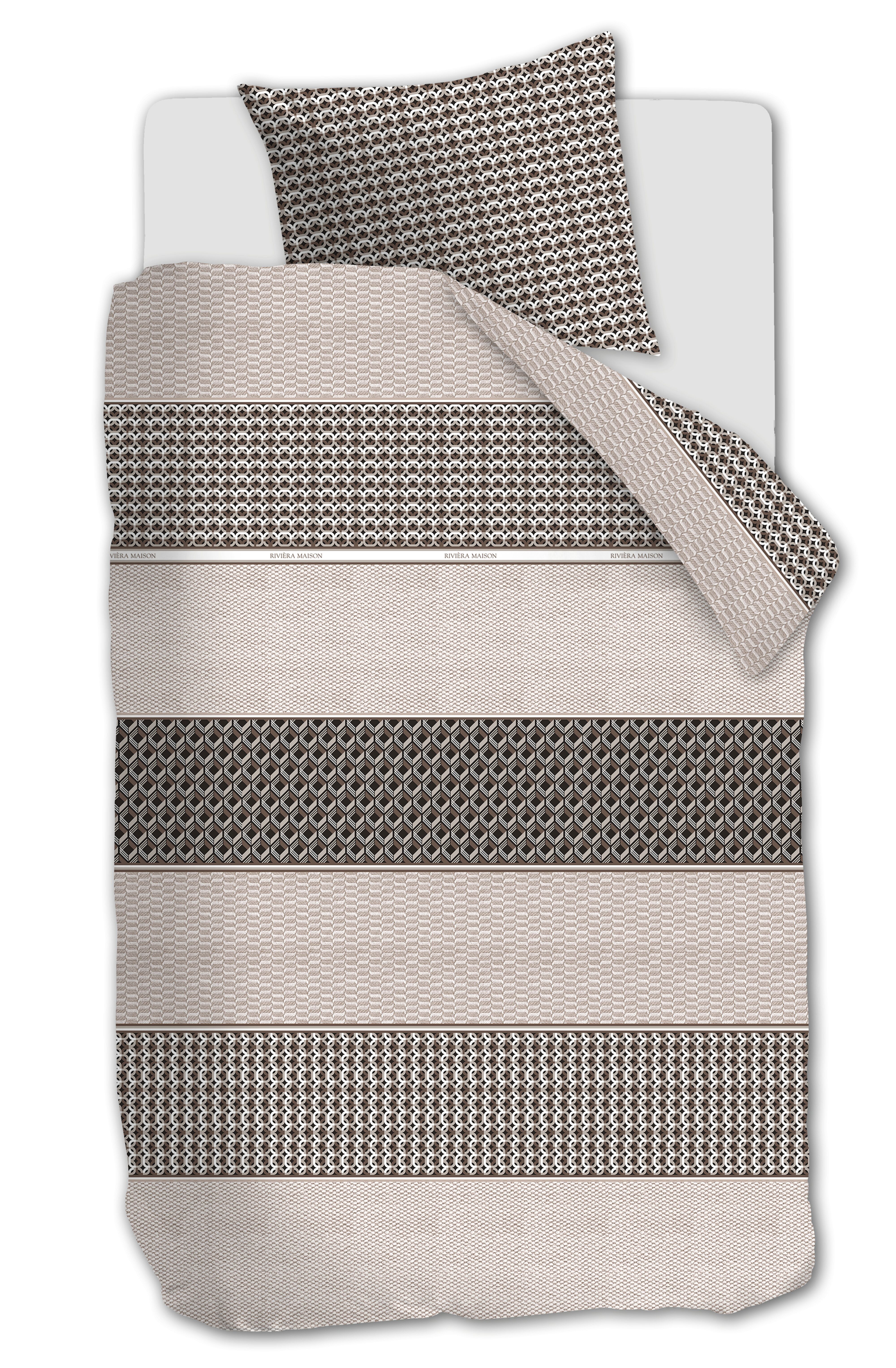 Dekbedovertrek Rivièra Maison Lawrence Bruin 140 x 200/220 cm + 1x 60 x 70 cm