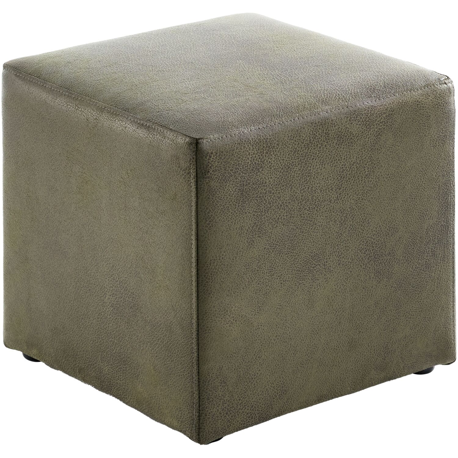 Poef Roby 40x40 cm microleder groen vierkant