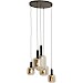 Hanglamp Trecate mat zwart smoke glas 5-lichts rond