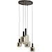 Hanglamp Trecate mat zwart smoke glas 5-lichts rond