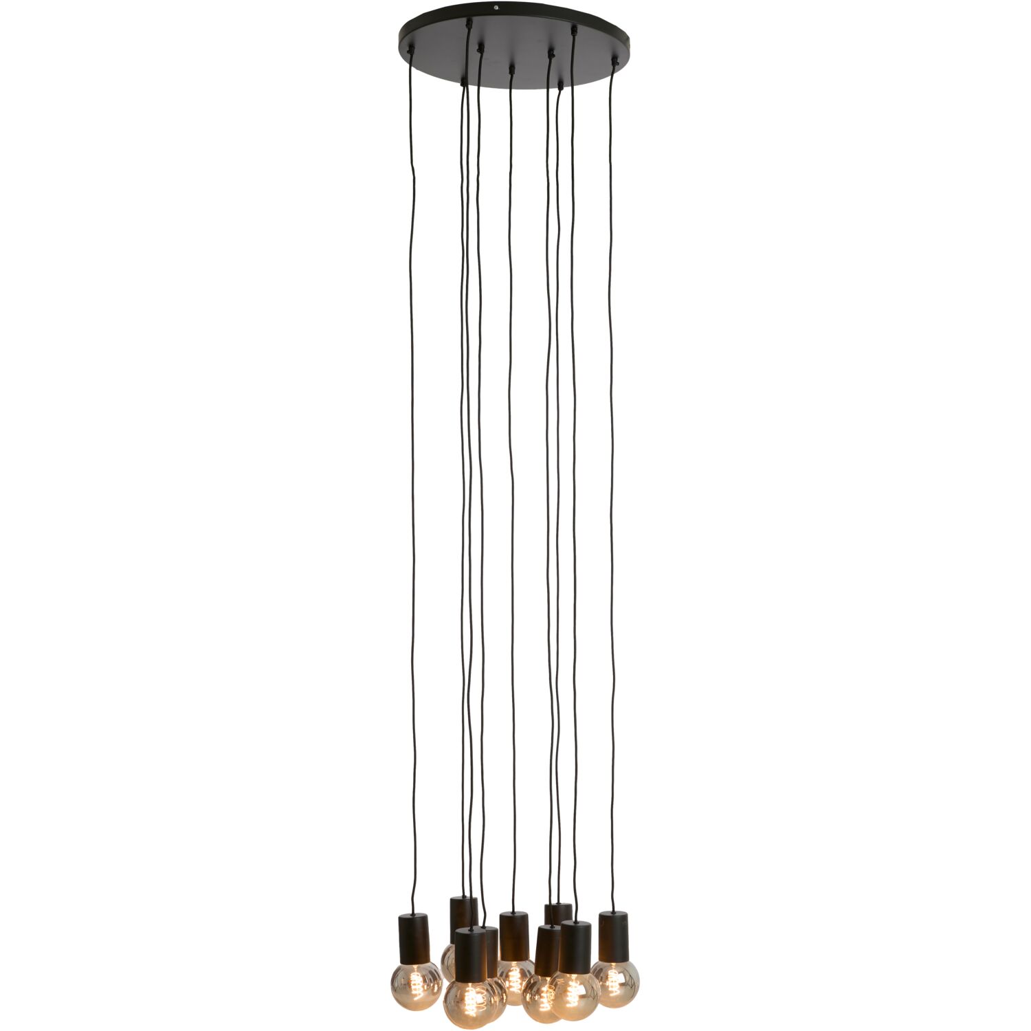 Hanglamp Trecate mat zwart 9-lichts rond
