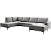 Hoekbank links Fabria donkergrijs basic comfort
