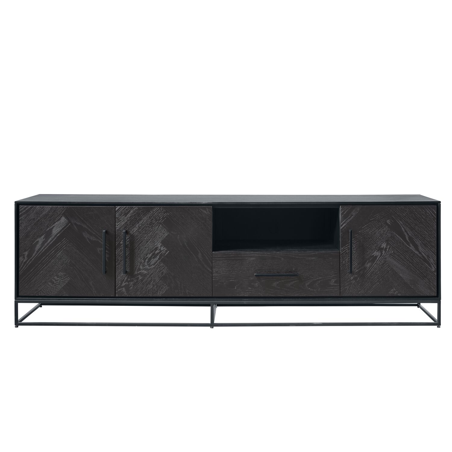 TV-meubel Vinito (199 Cm) eiken fineer zwart