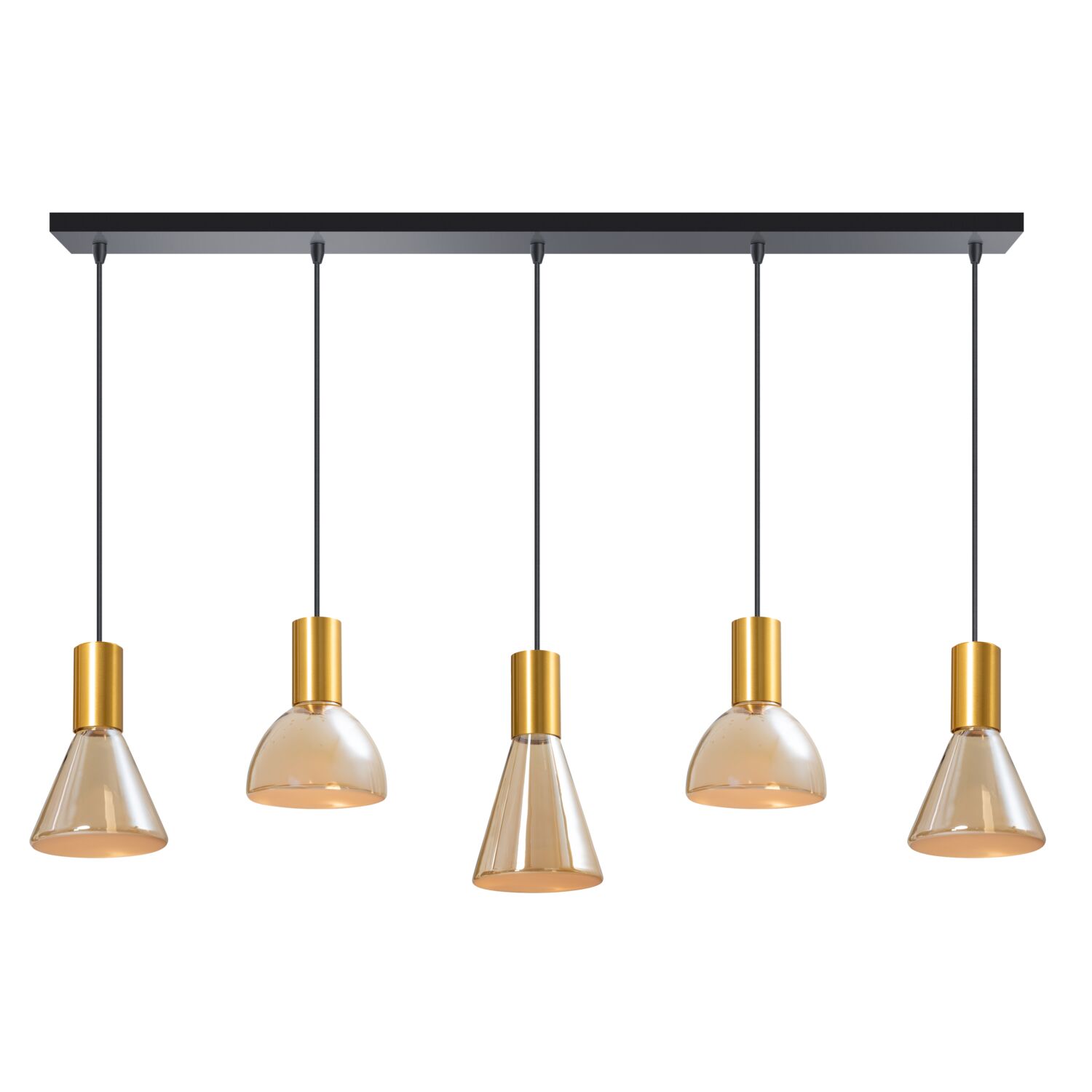 Hanglamp Lisore metaal messing 5-lichts