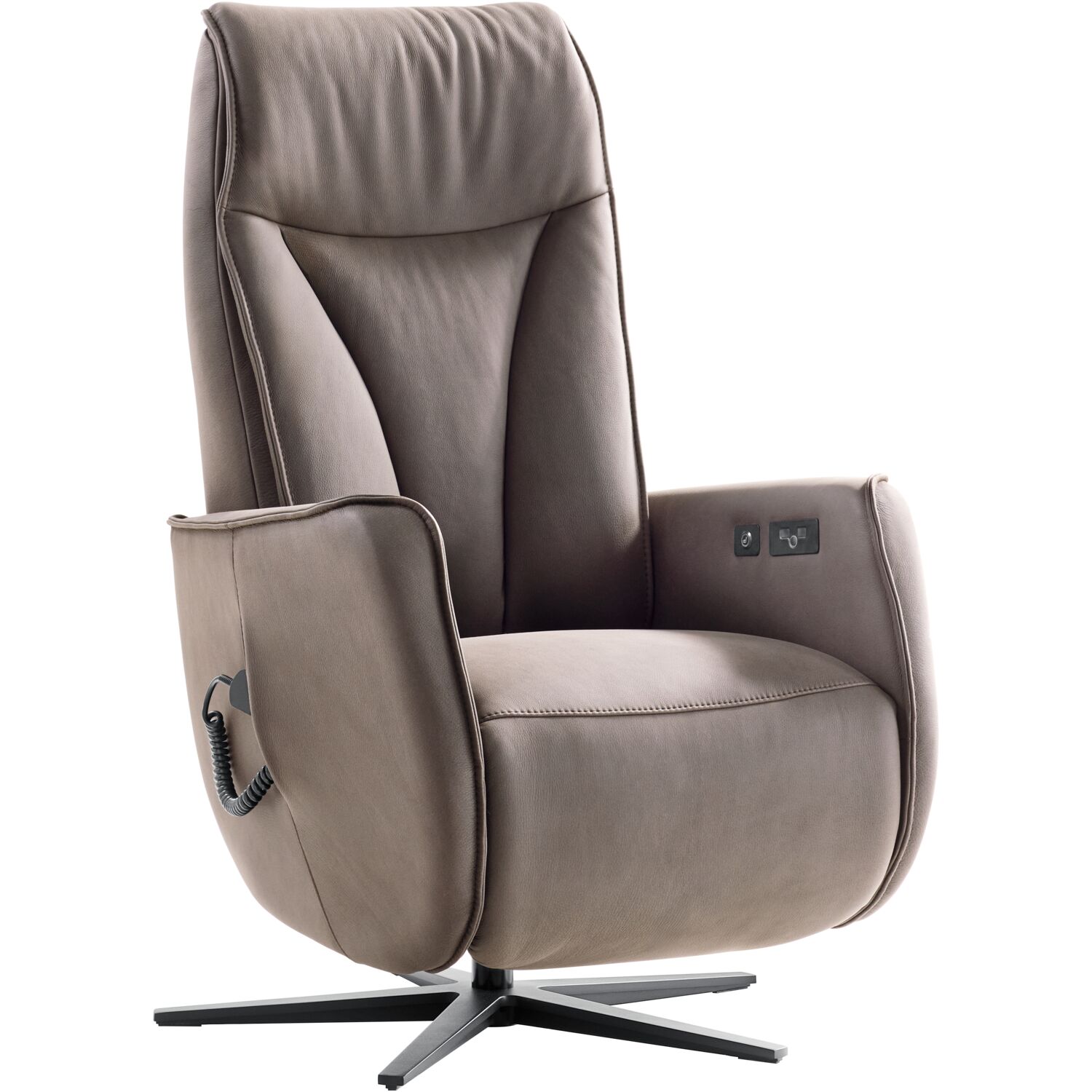 Relaxfauteuil Lerira met sta-op M bruin leer