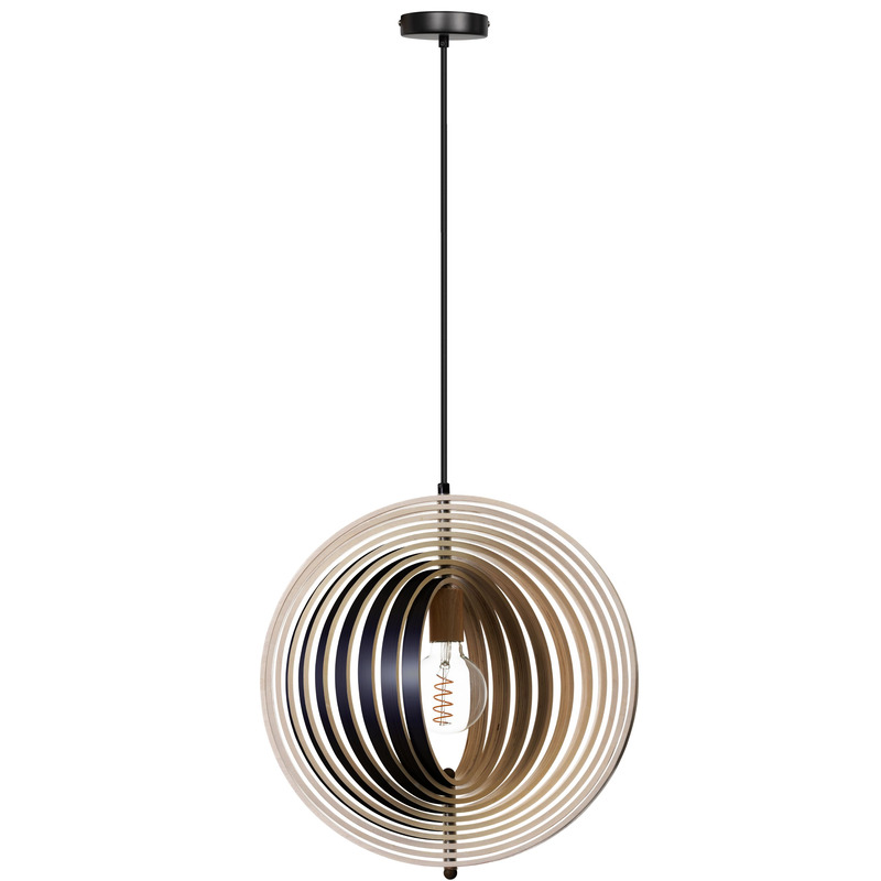 Hanglamp Wodia rond 43,5cm zwart zwart hout