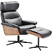 Relaxfauteuil Muria met hocker zwart