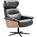 Relaxfauteuil Muria met hocker zwart