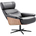 Relaxfauteuil Muria met hocker zwart