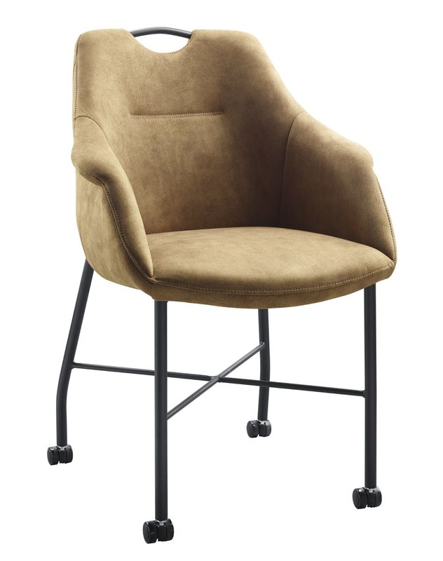 Armstoel Lucide met wieltjes cognac