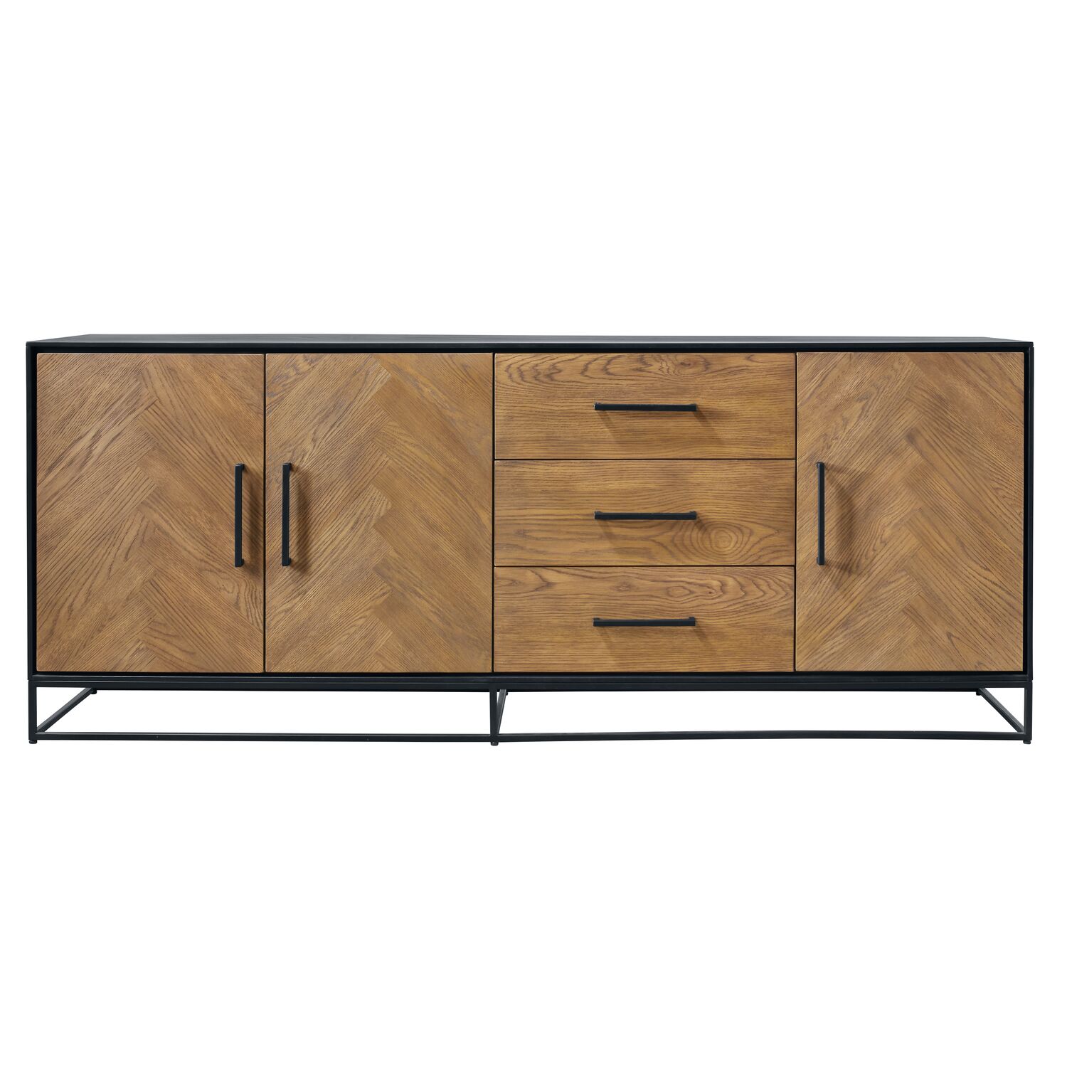 Dressoir Veneta (199 cm) eiken fineer zwart/naturel