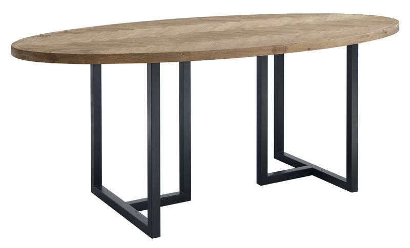 Ovale eettafel Veneta 200x100 cm visgraat naturel