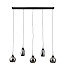 Hanglamp zwart smoke glas 5-lichts - Lungo
