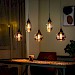 Hanglamp zwart smoke glas 5-lichts - Lungo