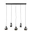 Hanglamp zwart smoke glas 5-lichts - Lungo