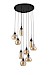 Hanglamp zwart amber glas 9-lichts - Lungo