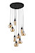 Hanglamp zwart amber glas 9-lichts - Lungo