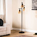 Vloerlamp zwart amber glas 3-lichts - Lungo