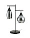 Tafellamp zwart smoke glas 2-lichts - Lungo