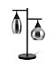 Tafellamp zwart smoke glas 2-lichts - Lungo