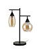 Tafellamp zwart amber glas 2-lichts - Lungo