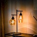 Tafellamp zwart amber glas 2-lichts - Lungo