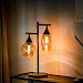 Tafellamp zwart amber glas 2-lichts - Lungo