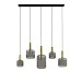 Hanglamp Peglio glas smoke antiek brons 5-lichts