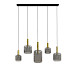 Hanglamp Peglio glas smoke antiek brons 5-lichts