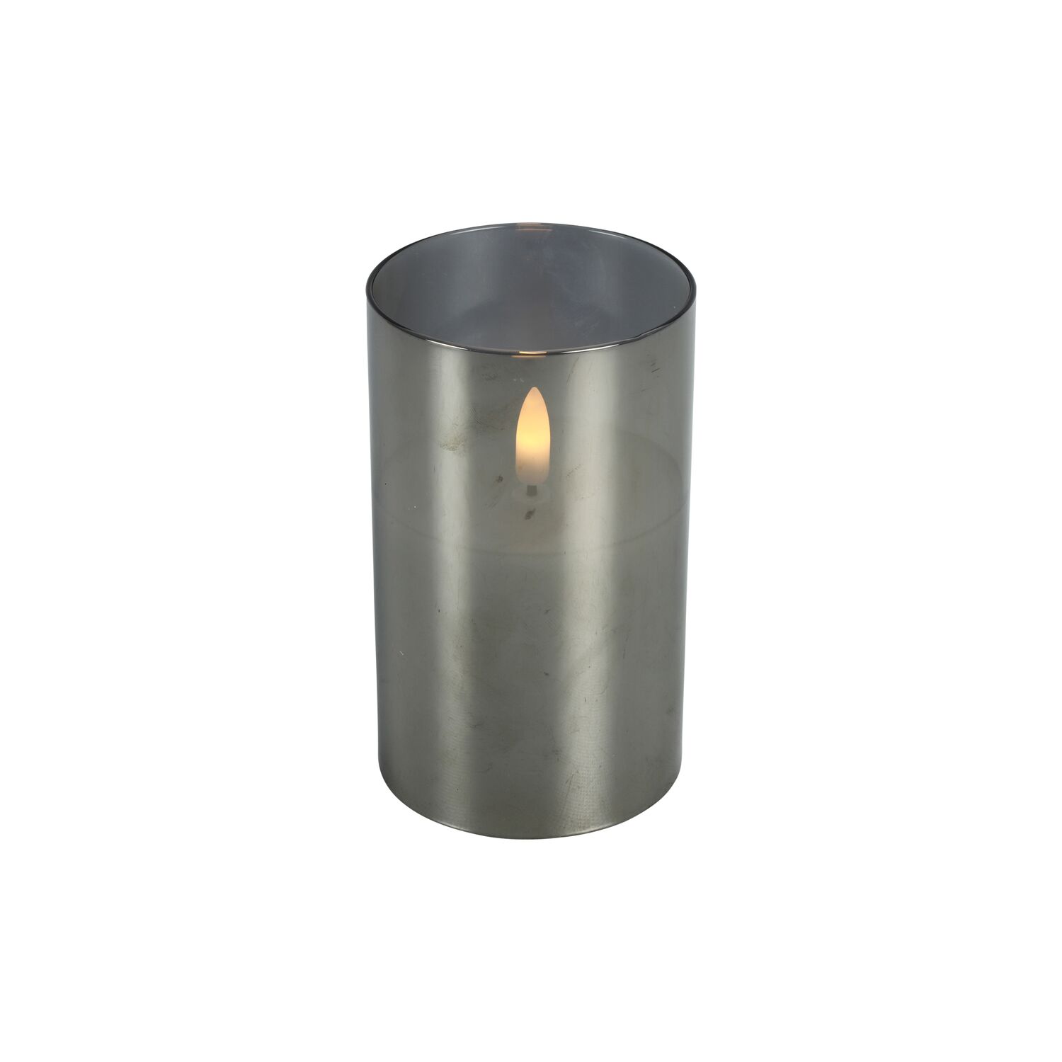 Kaars Caposele Led medium grijs glas rond