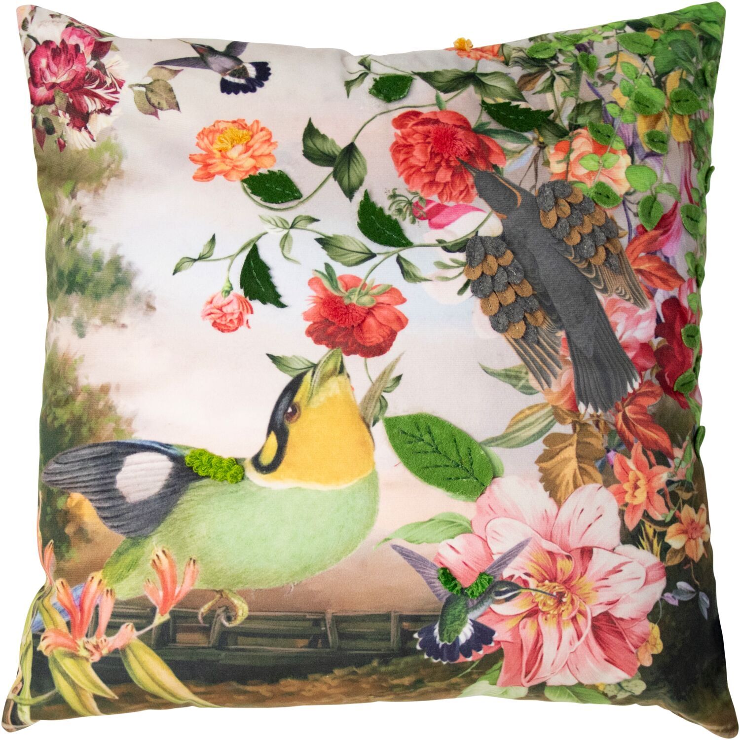 Sierkussen Faicchio vogel 45x45cm groen