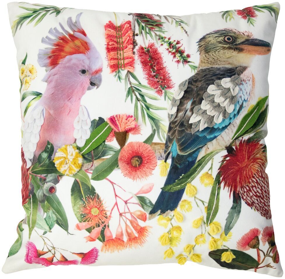 Sierkussen Faicchio vogels 45x45cm roze