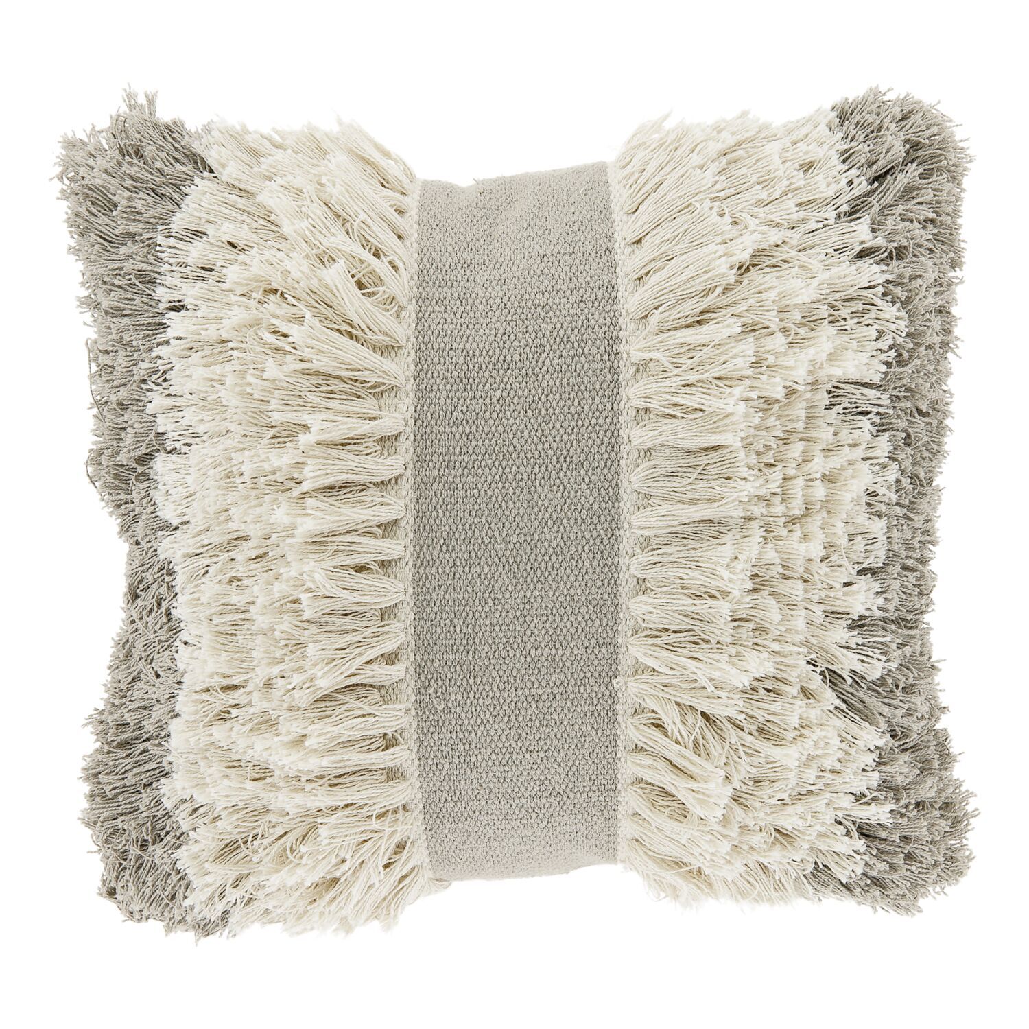 Sierkussen Antrona 45x45cm grijs kwasten