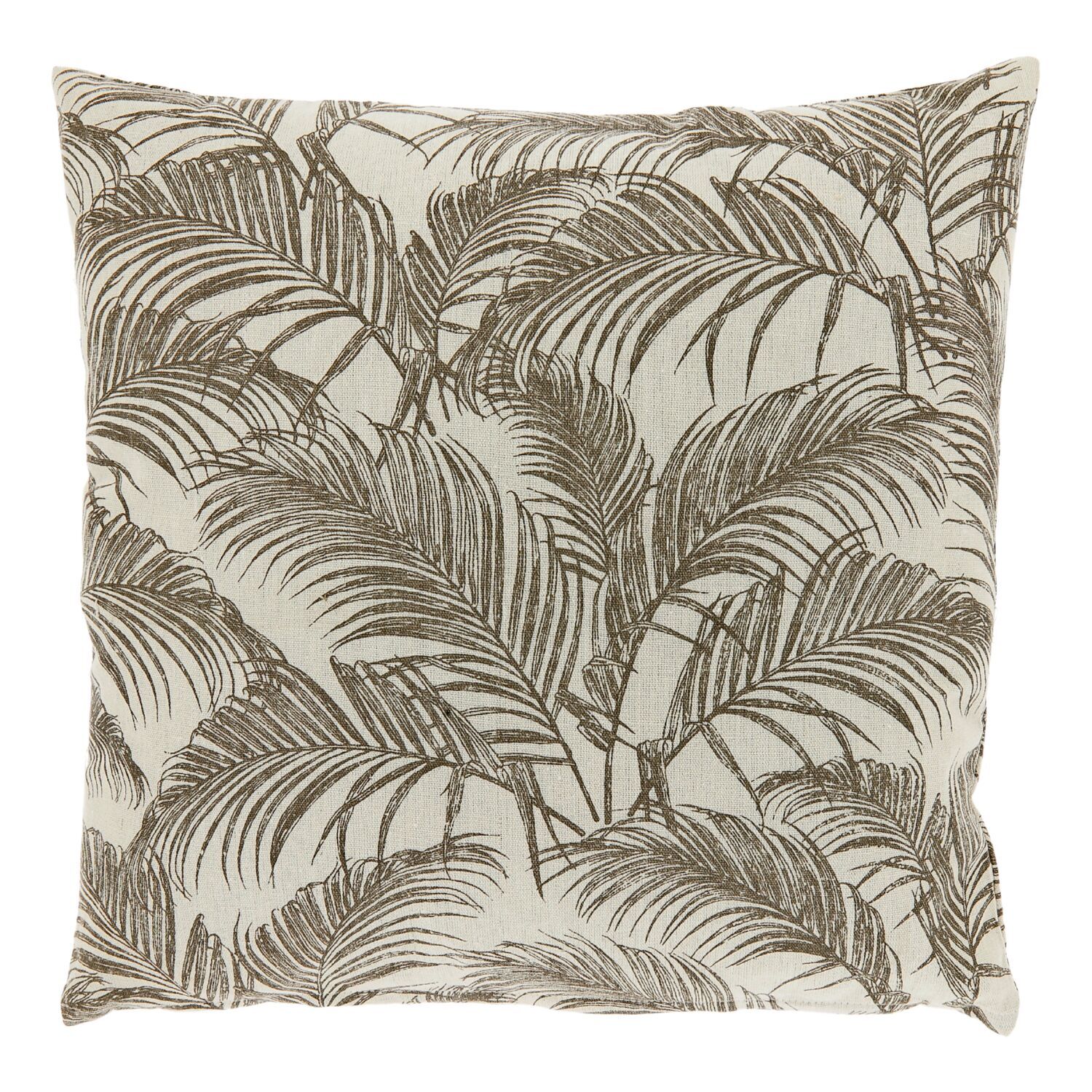 Sierkussen Canosa taupe met palmboomtakken