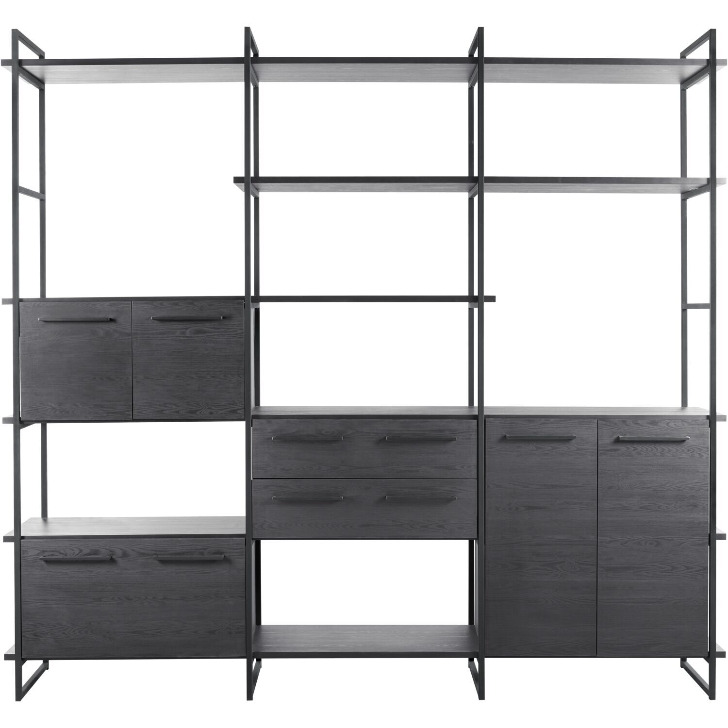 Wandkast Sistema 226x244x45 cm zwart opstelling 1