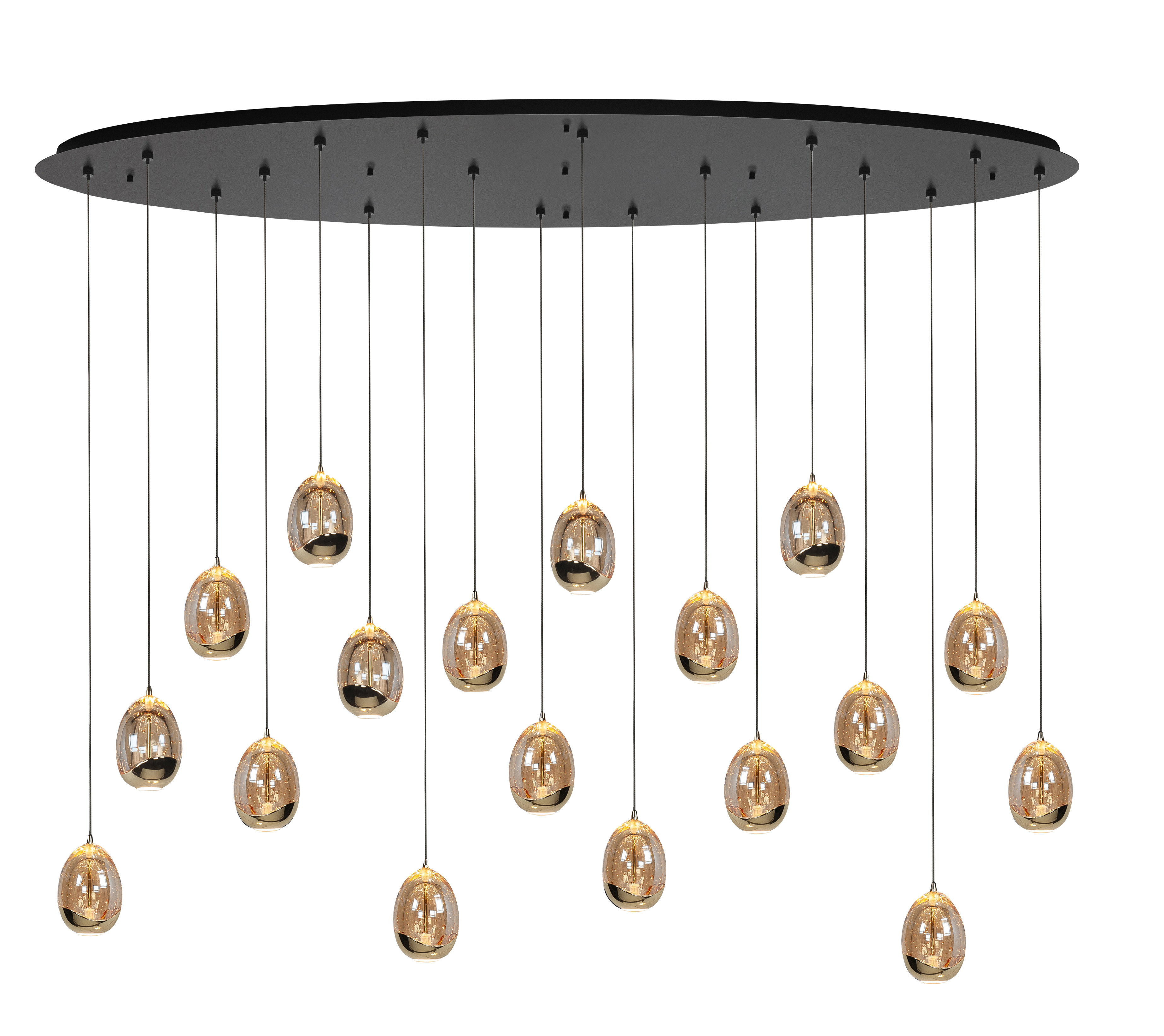 Hanglamp Golden Egg 18-lichts Ovaal