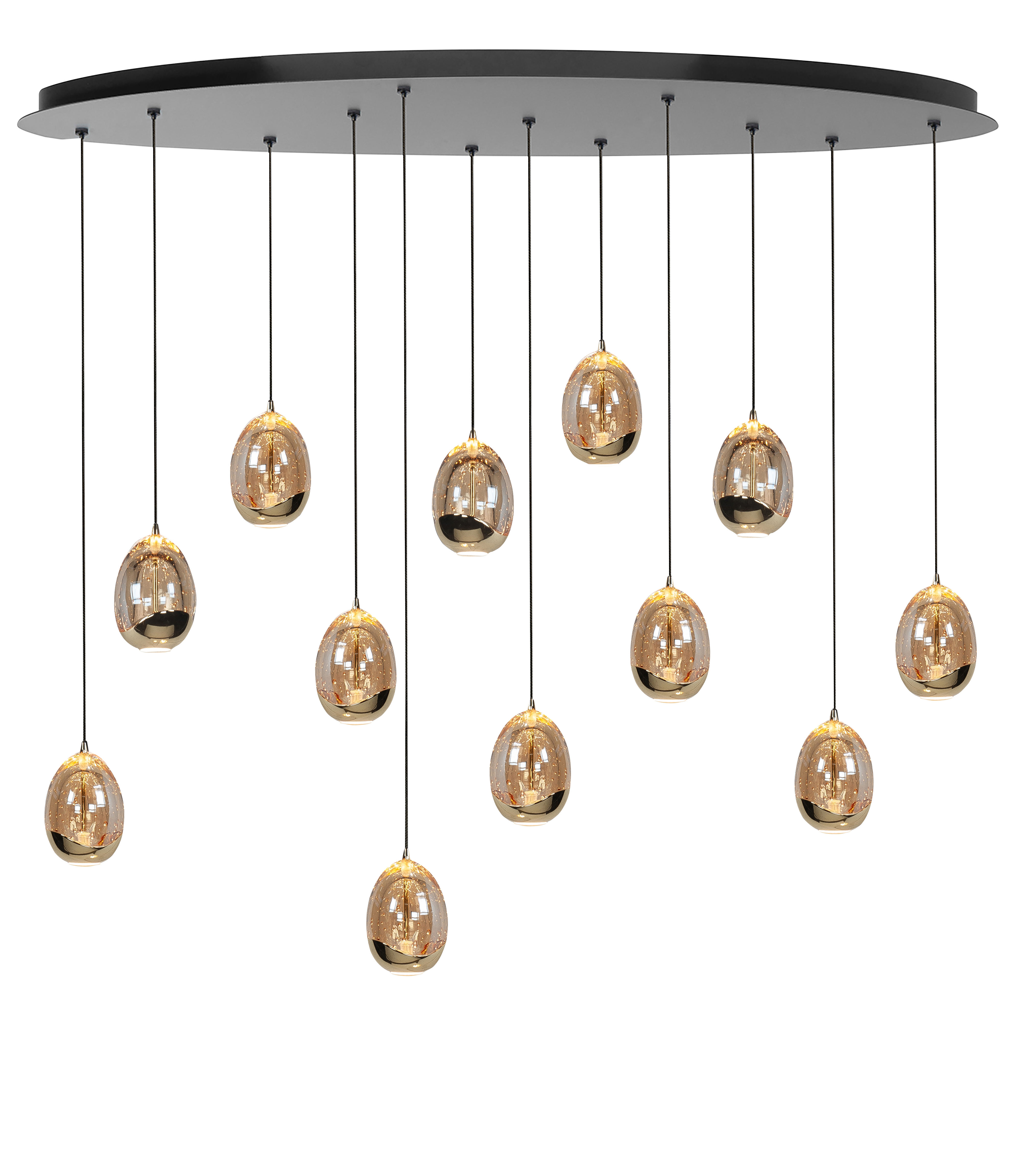 Hanglamp Golden Egg 12-lichts Ovaal