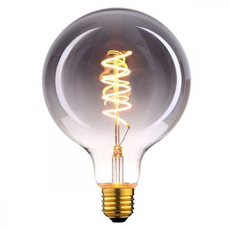 E27 LED filamentlamp - globe 80 - 6W - 3-staps dimbaar zonder dimmer - smoke