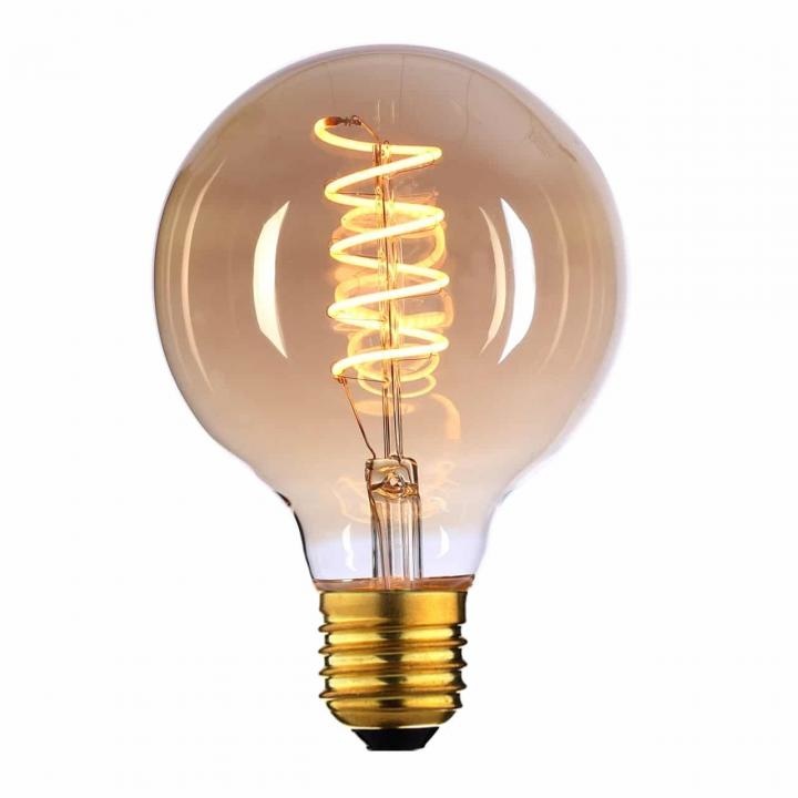 E27 LED filamentlamp - globe 95 - 4W dimbaar - amber
