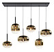 Hanglamp bellini met 6 diverse gouden glazen - 120cm- Zwart/Goud