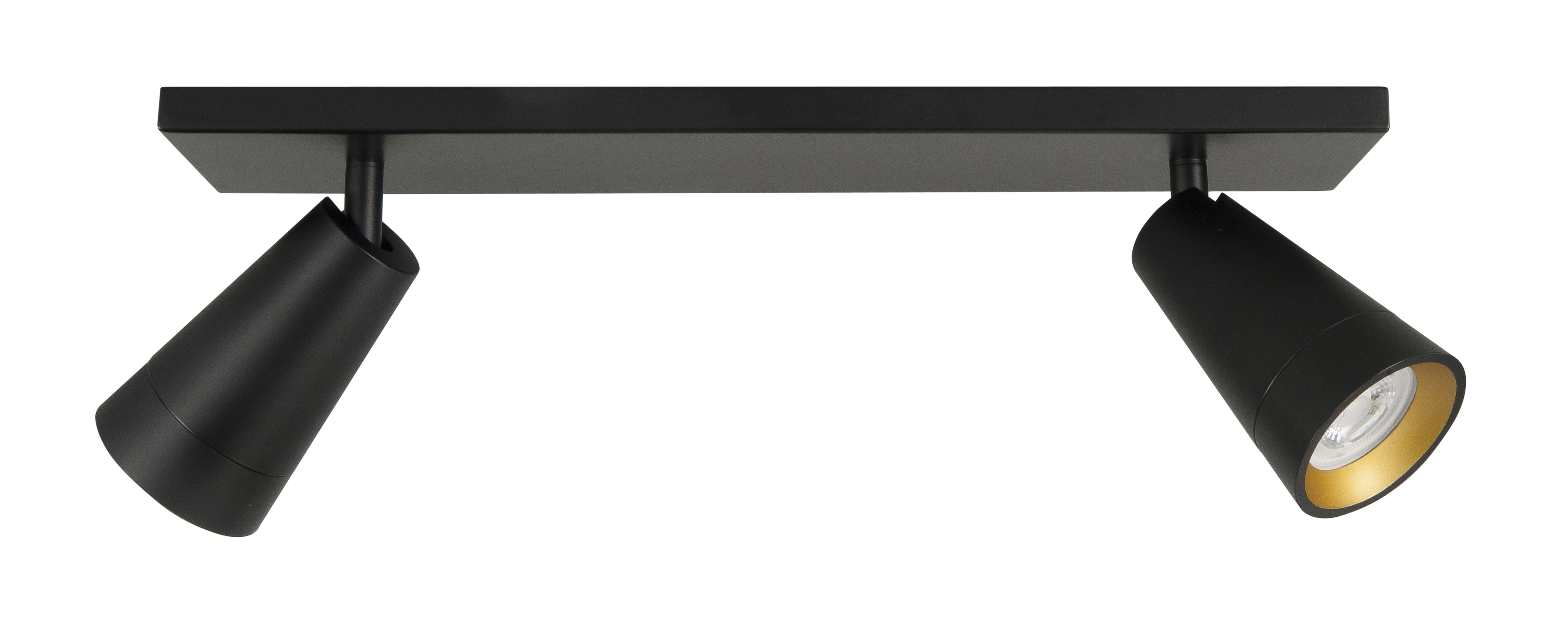 Strakke 2 lichts spot zwart-goud Petunia