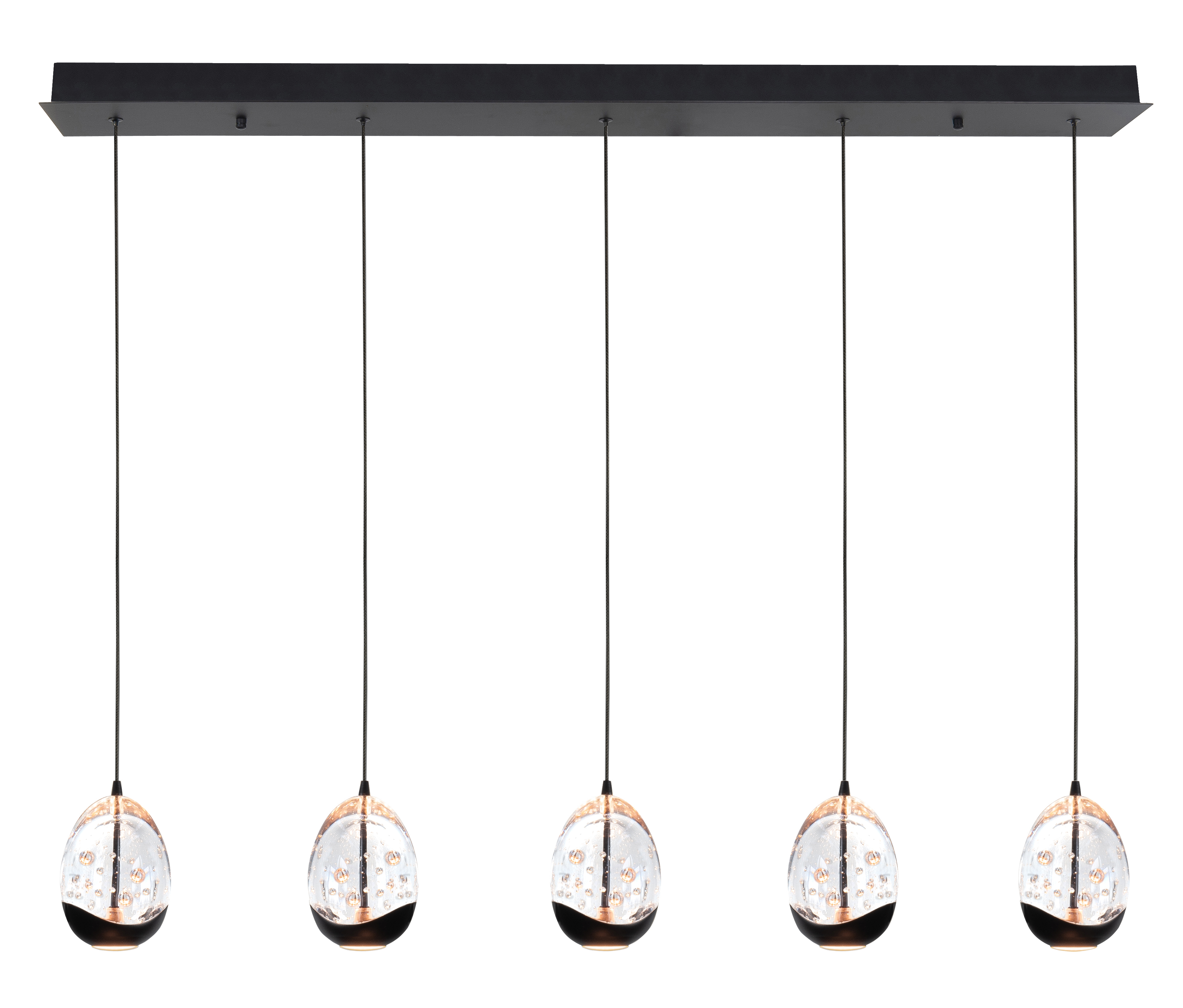 Clear Egg 5 lichts hanglamp met zwarte accenten -110 cm