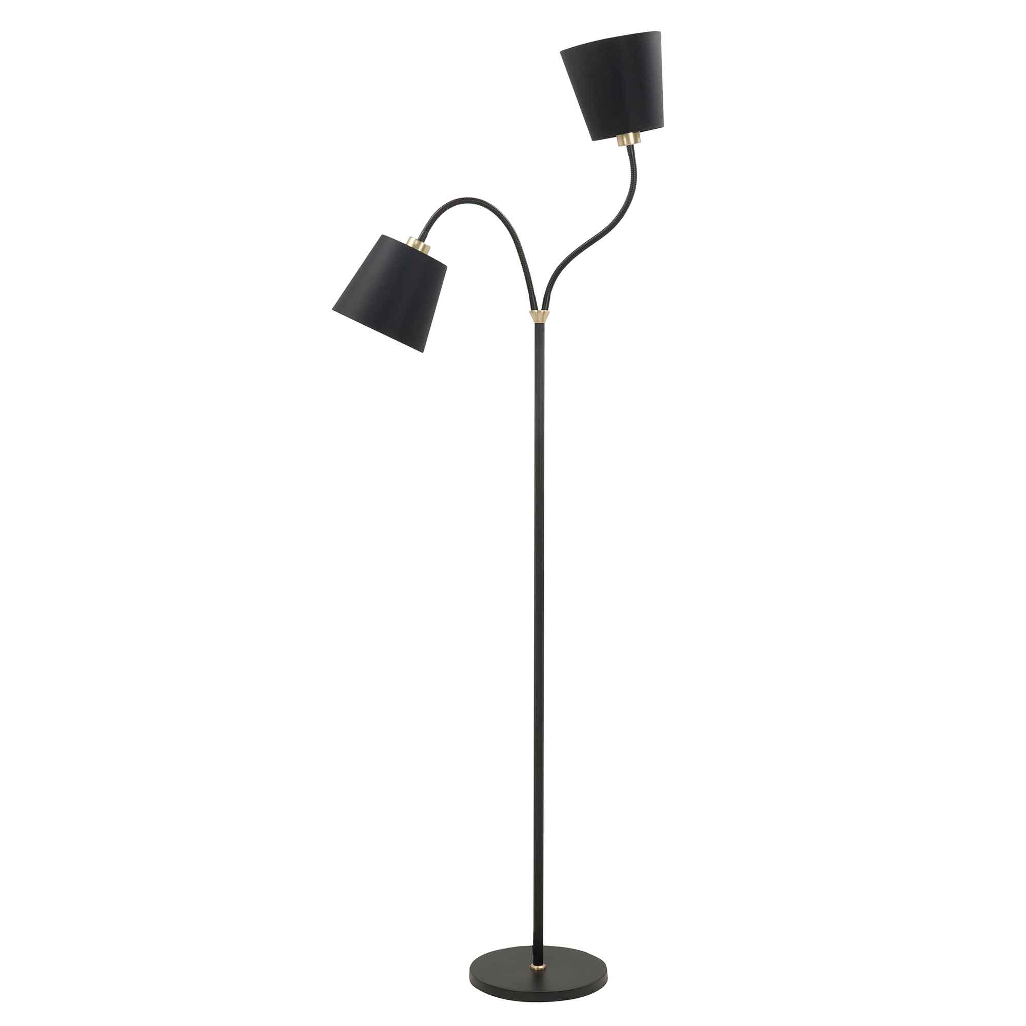 Vloerlamp Texas 2 lichts H 140 cm zwart goud