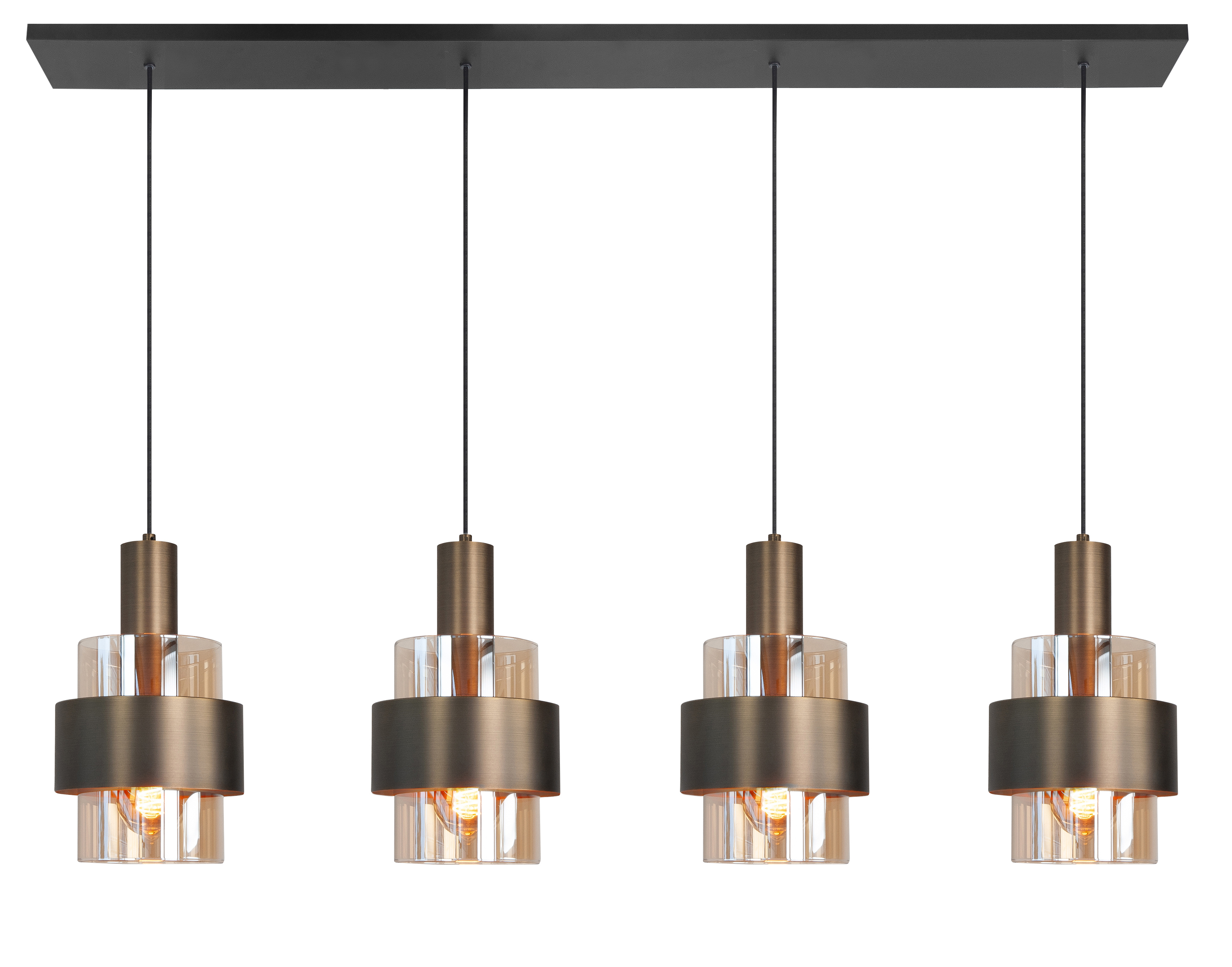 Hanglamp Marrone 4-lichts Recht Brons/Bruin