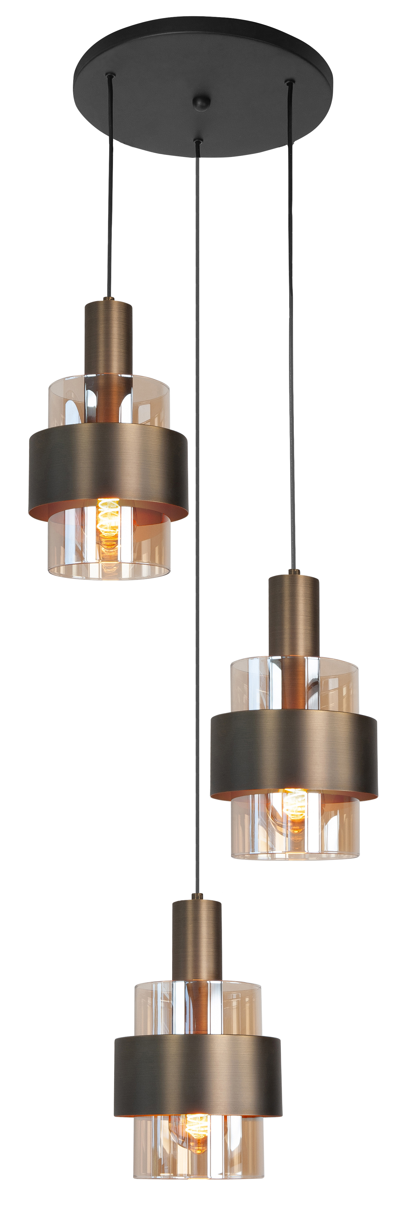 Hanglamp Marrone 3-lichts Rond Brons/Bruin